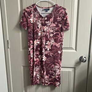 Karen Scott PM Cotton/Polyester Red Botanical Print Midi dress